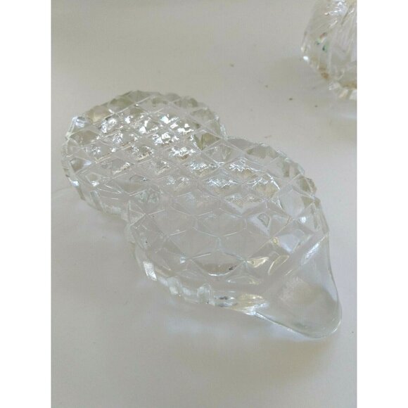 Vintage Bohemia Glass Crystal Salt and Peppers with Crystal Glass lids and Stand - Picture 12 of 12